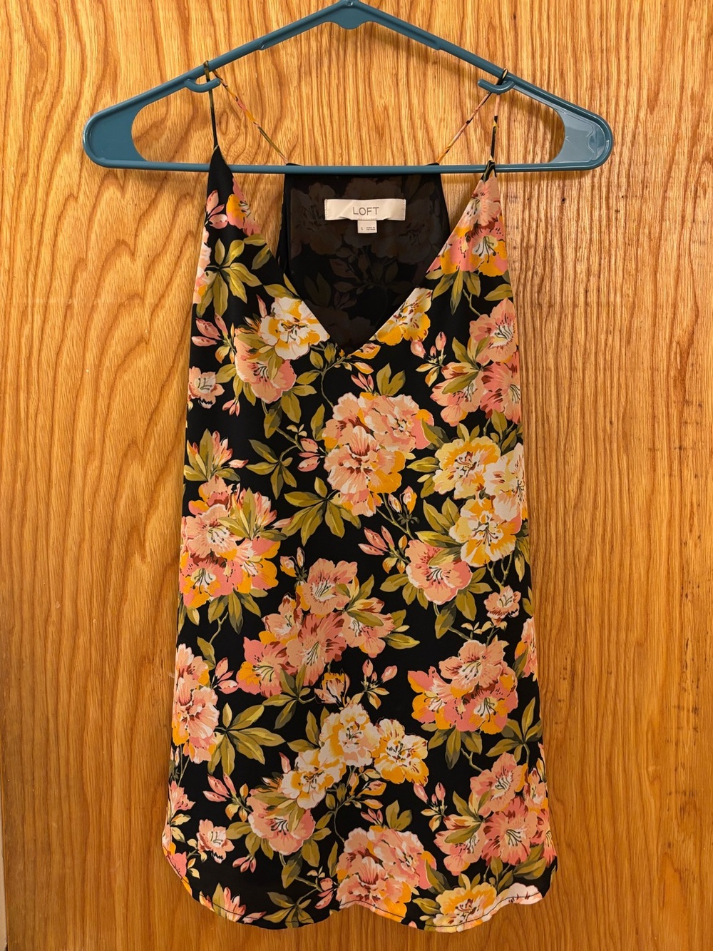 LOFT Dark Blue Floral Cami with Pink & Yellow Blooms